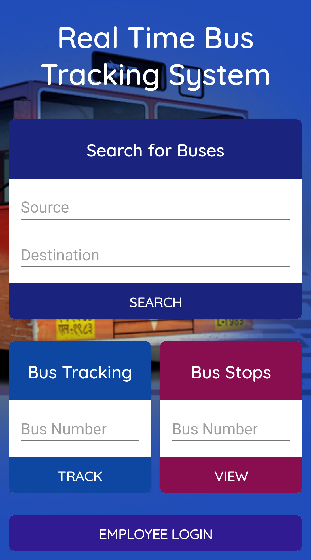 Real-time Bus Tracking System App Screenshot